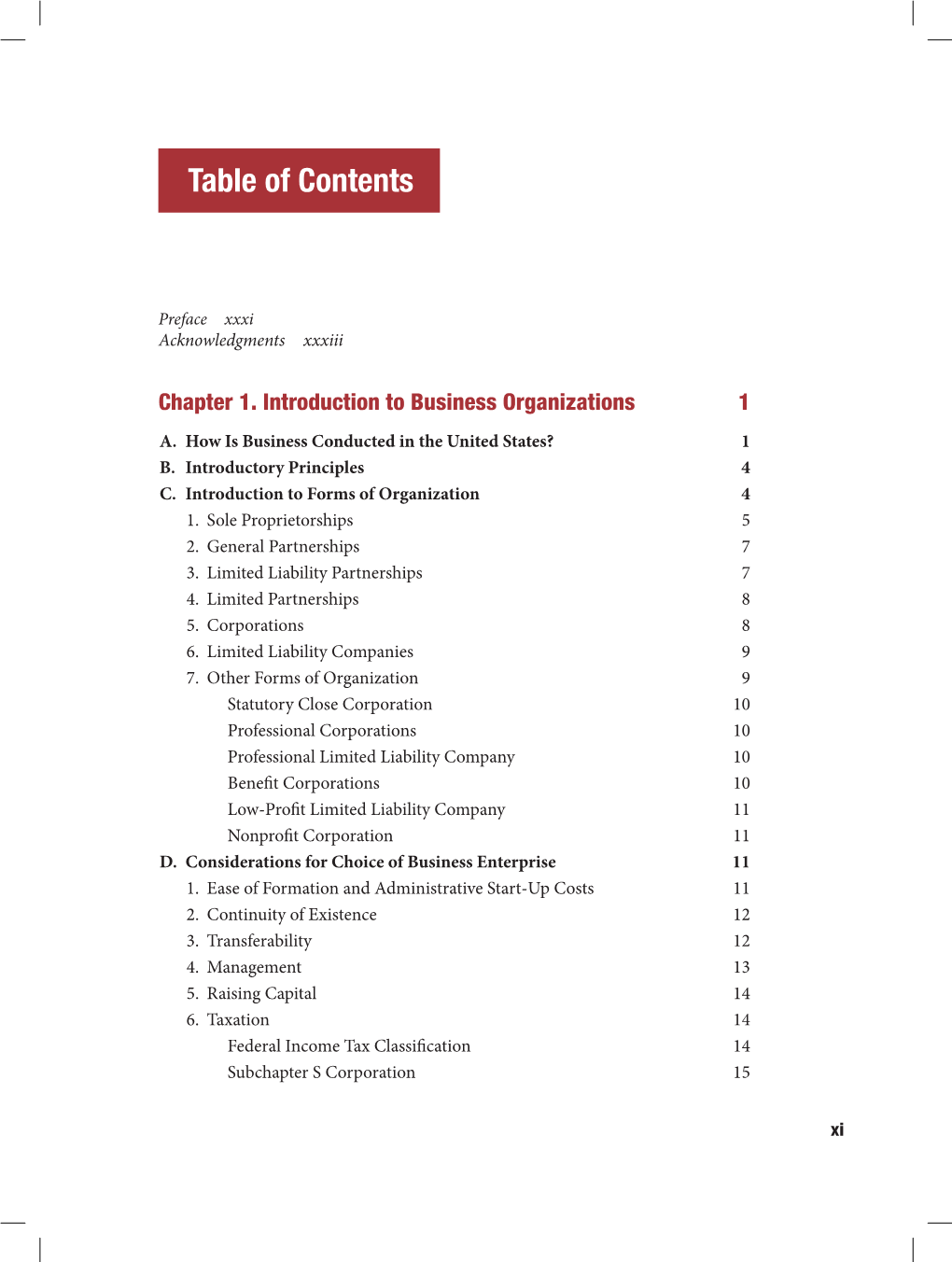 Detailed Table of Contents