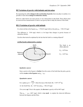 B3 : Variation of Gravity with Latitude and Elevation