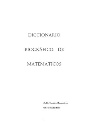 Diccionario Biográfico De Matemáticos