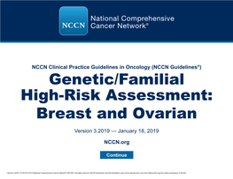 NCCN: Genetic/Familial High-Risk Assessment: Breast and Ovarian