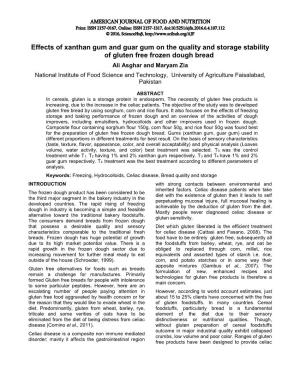 Effects of Xanthan Gum and Guar Gum on the Quality and Storage Stability