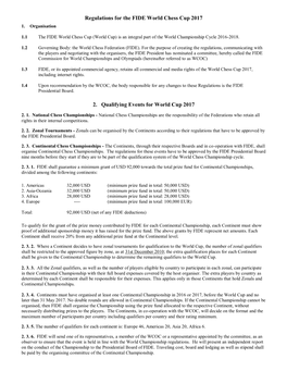 Regulations for the FIDE World Chess Cup 2017 2. Qualifying Events for World Cup 2017