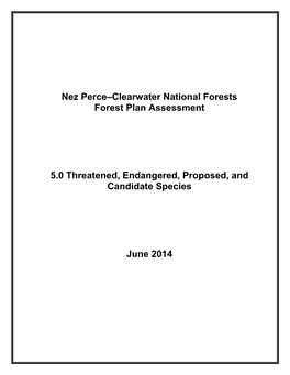 Nez Perce–Clearwater National Forests Forest Plan Assessment 5.0