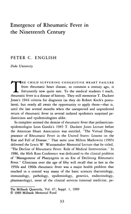 Emergence of Rheumatic Fever in the Nineteenth Century