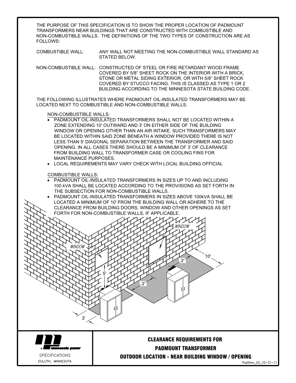 Padmount Transformer—Outdoor Location, Near Building Window