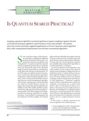 Is Quantum Search Practical?