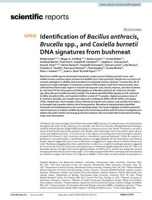 Identification of Bacillus Anthracis, Brucella Spp., and Coxiella Burnetii