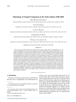 Climatology of Tropical Cyclogenesis in the North Atlantic (1948–2004)