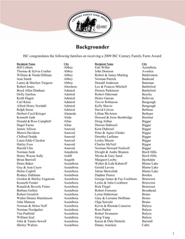 2009 ISC Family Farm Awards Backgrounder.Pdf