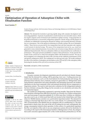 Optimisation of Operation of Adsorption Chiller with Desalination Function