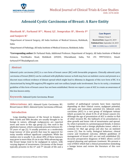 Adenoid Cystic Carcinoma of Breast: a Rare Entity
