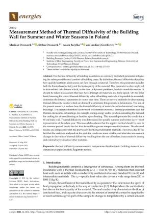 Measurement Method of Thermal Diffusivity of the Building Wall for Summer and Winter Seasons in Poland