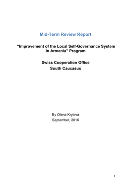 Mid-Term Review Report “Improvement of the Local Self-Governance System in Armenia”