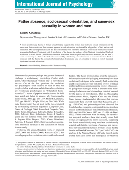 Father Absence, Sociosexual Orientation, and Same-Sex Sexuality in Women and Men