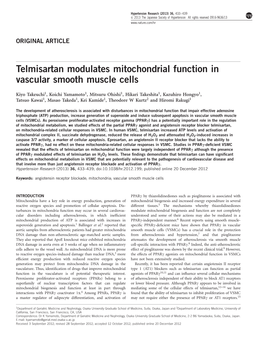 Telmisartan Modulates Mitochondrial Function in Vascular Smooth Muscle Cells