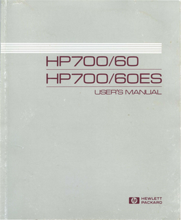 Hp700/S0 Hp700/S0es User's Manual