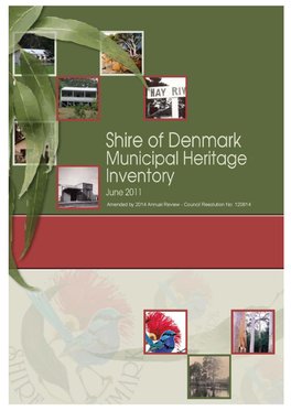 SHIRE of DENMARK MUNICIPAL HERITAGE INVENTORY I