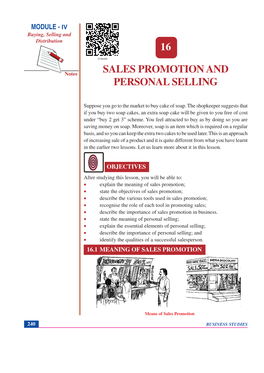 Sales Promotion and Personal Selling 16