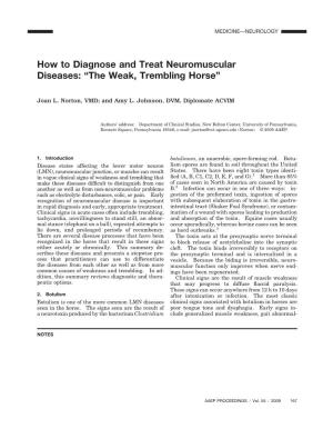 How to Diagnose and Treat Neuromuscular Diseases: “The Weak, Trembling Horse”