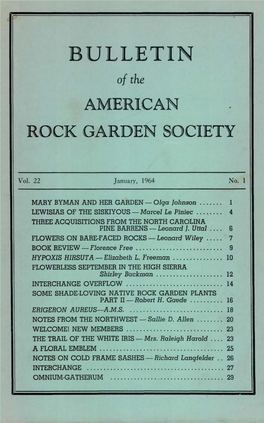 BULLETIN of the AMERICAN ROCK GARDEN SOCIETY