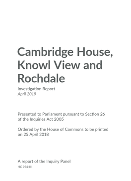 Cambridge House, Knowl View and Rochdale Investigation Report April 2018