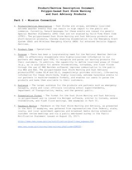 Product/Service Description Document Polygon-Based Dust Storm Warning and Dust Advisory Products