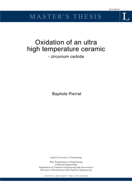 MASTER's THESIS Oxidation of an Ultra High Temperature Ceramic