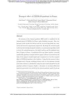 Transport Effect of COVID-19 Pandemic in France