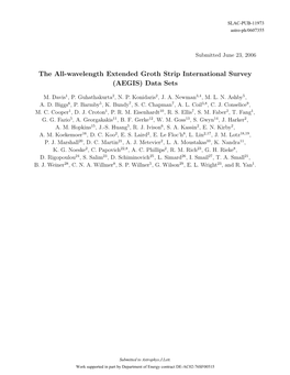 The All-Wavelength Extended Groth Strip International Survey (AEGIS) Data Sets