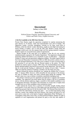 Queensland January to June 2004