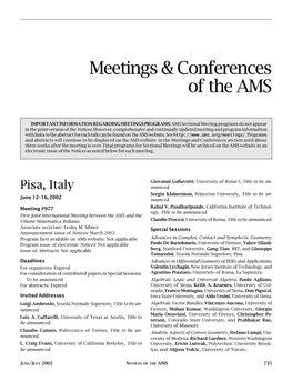 Meetings and Conferences of The