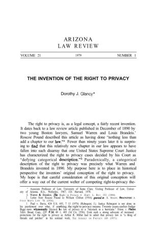 The Invention of the Right to Privacy