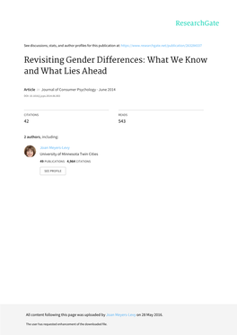 Revisiting Gender Differences: What We Know and What Lies Ahead