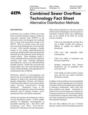 Combined Sewer Overflow Technology Fact Sheet Alternative Disinfection Methods