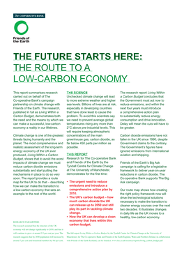 The Future Starts Here: the Route to a Low Carbon Economy