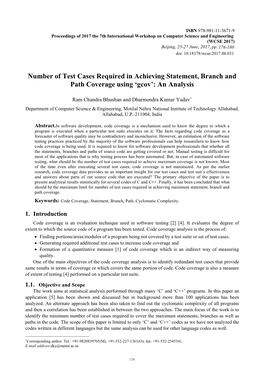 Number of Test Cases Required in Achieving Statement, Branch and Path Coverage Using ‘Gcov’: an Analysis