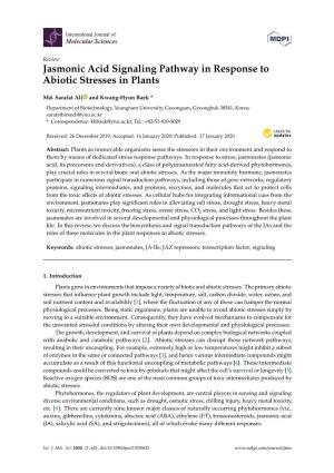 Jasmonic Acid Signaling Pathway in Response to Abiotic Stresses in Plants