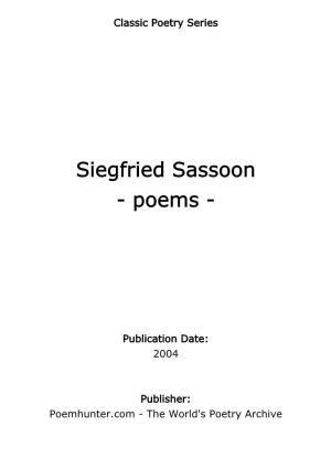 Siegfried Sassoon - Poems
