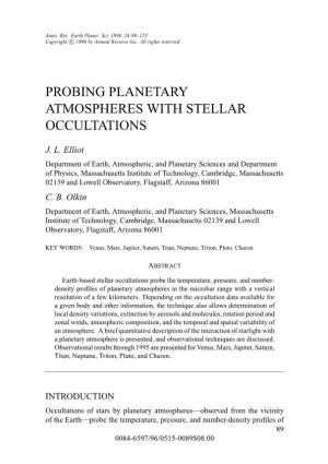 Probing Planetary Atmospheres with Stellar Occultations