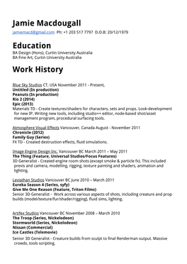 Jamie Macdougall Education Work History
