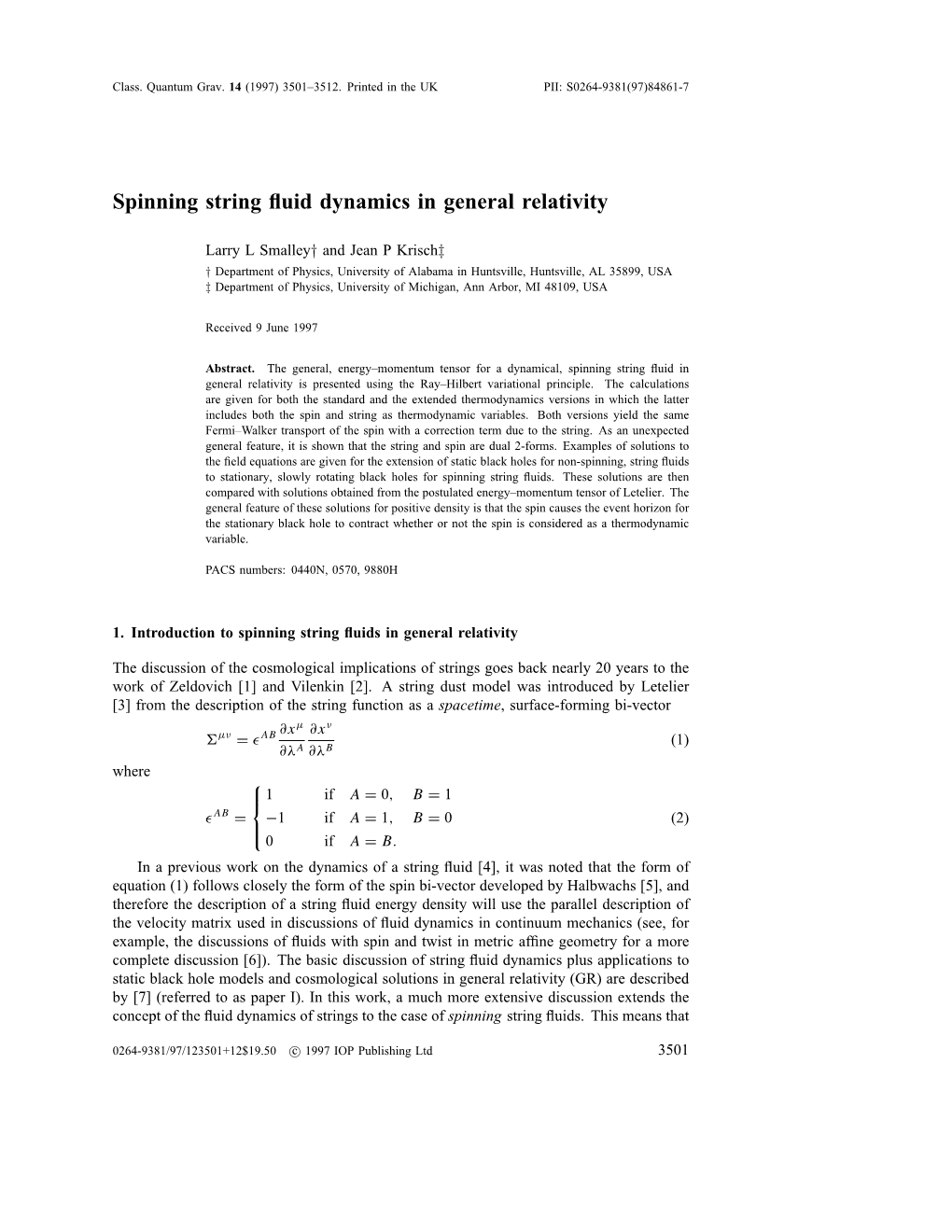 Spinning String Fluid Dynamics in General Relativity