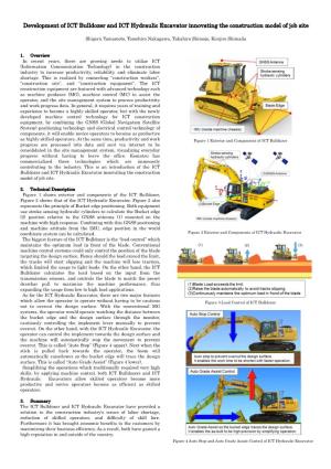 Development of ICT Bulldozer and ICT Hydraulic Excavator Innovating the Construction Model of Job Site