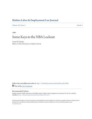 Some Keys to the NBA Lockout Grant M