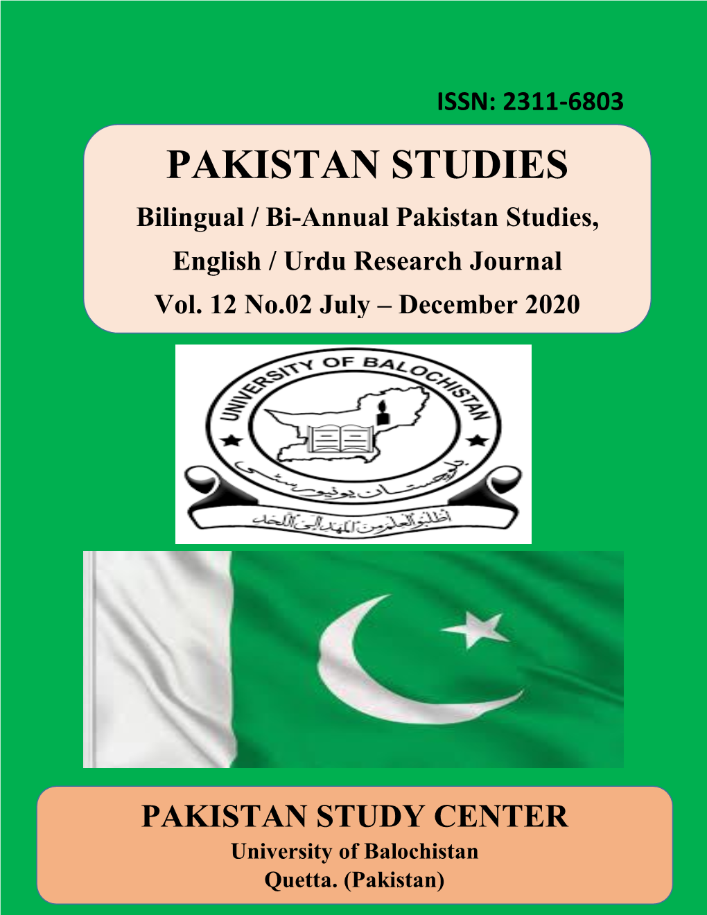 Bi-Annual Research Journal “BALOCHISTAN REVIEW—ISSN