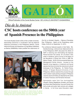 Día De La Amistad CSC Hosts Conference on the 500Th Year of Spanish Presence in the Philippines