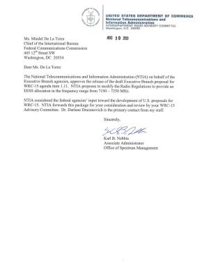 Ntia Aa Coord Letter to Fcc on