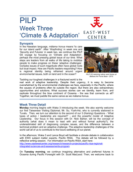 Week Three 'Climate & Adaptation'