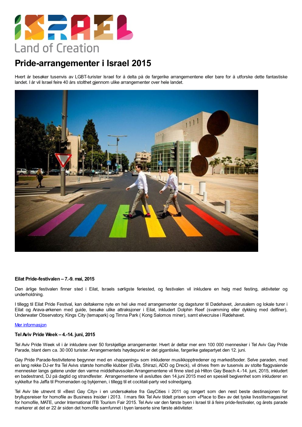 Pride-Arrangementer I Israel 2015