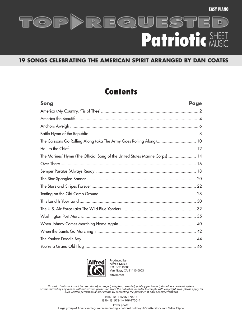 Contents Song Page America (My Country, ‘Tis of Thee)