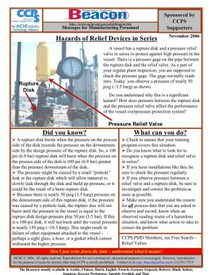 Did You Know? Hazards of Relief Devices in Series What Can You